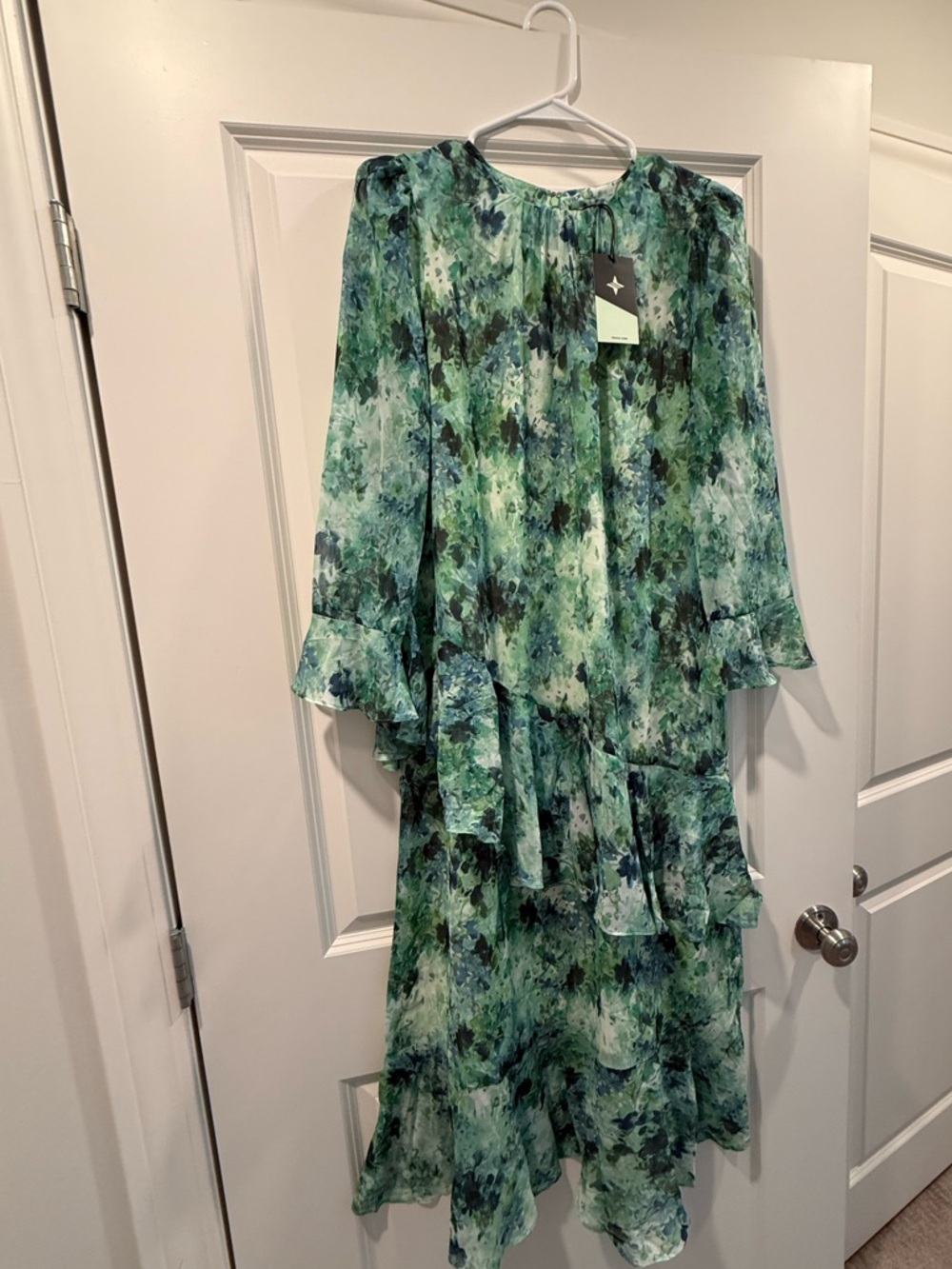 Tuckernuck Green Watercolor Tiered Maxi Dress